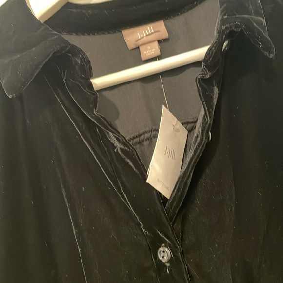J. Jill black velvet button down shirt small nwt - Picture 2 of 3